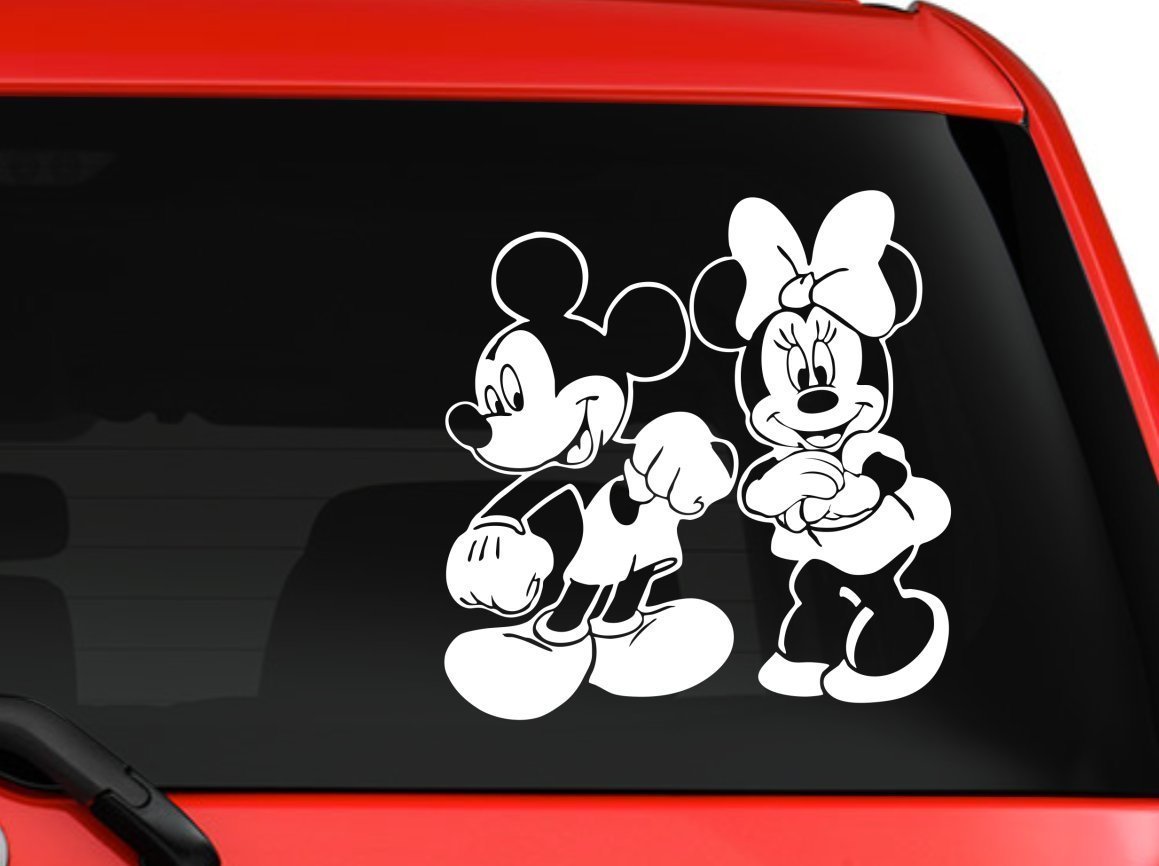 Mickey Mouse and Minnie Mouse Disney Cartoon car decal sticker 6″ white