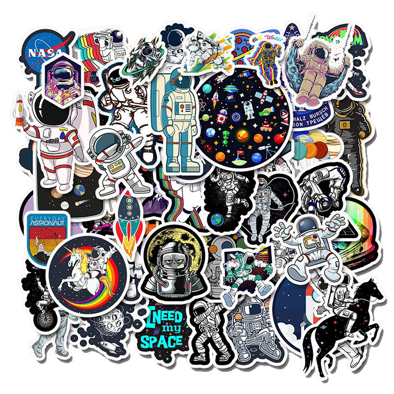 50 pcs Starry Sky Space Astronaut Rocke Sticker Decal For Car Laptop Luggage