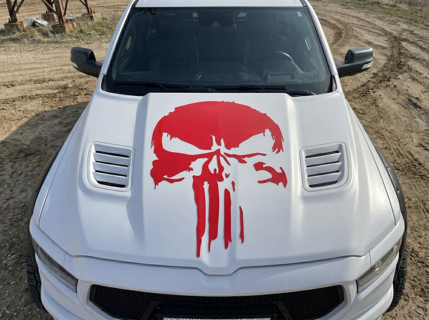 Skull Drip Hood Decal Vinyl Sticker 33×23 for Jeep Truck SUV Distressed Graphic