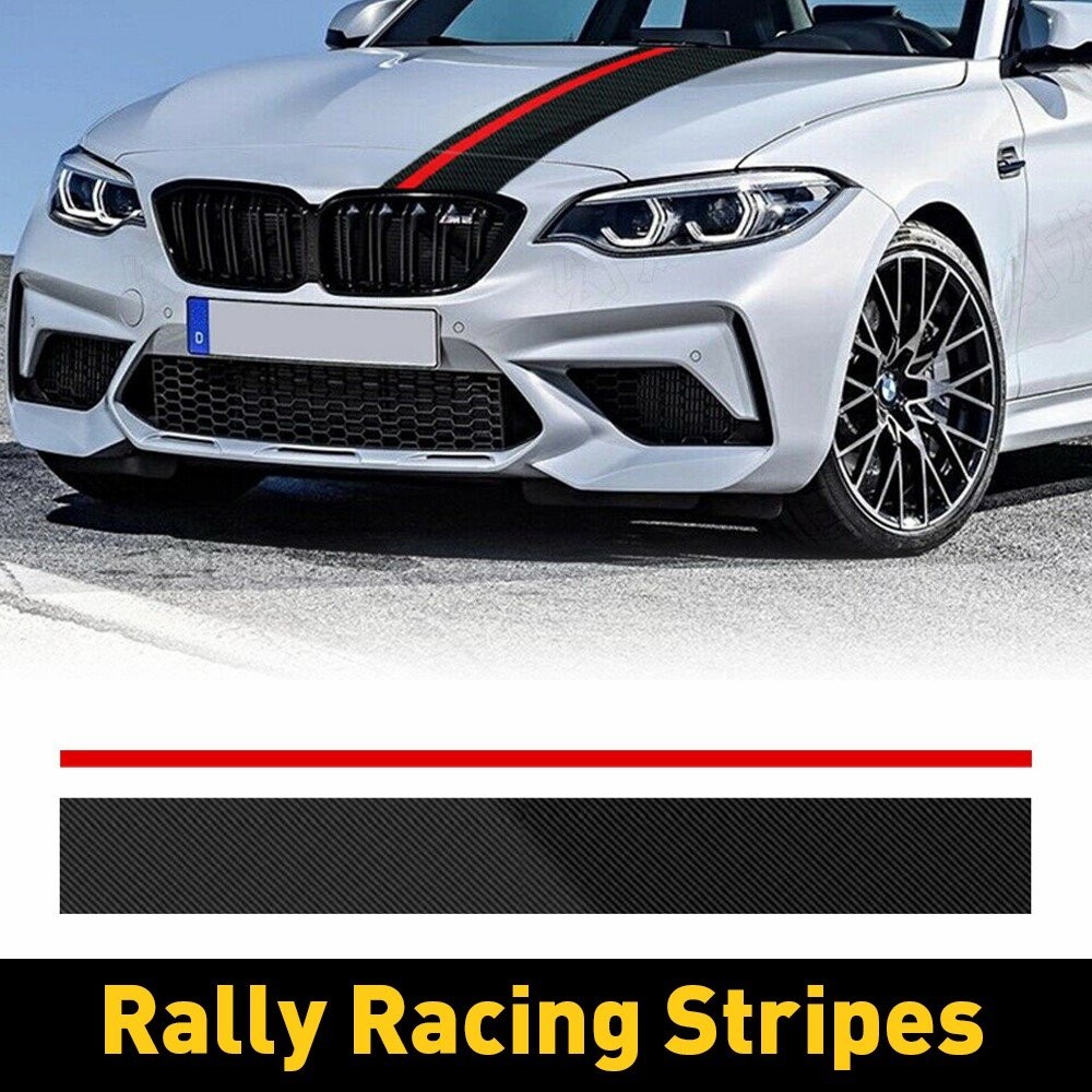 Universal Car Front Hood Rally Racing 5D Stripes Carbon Fiber Decal Wrap Sticker