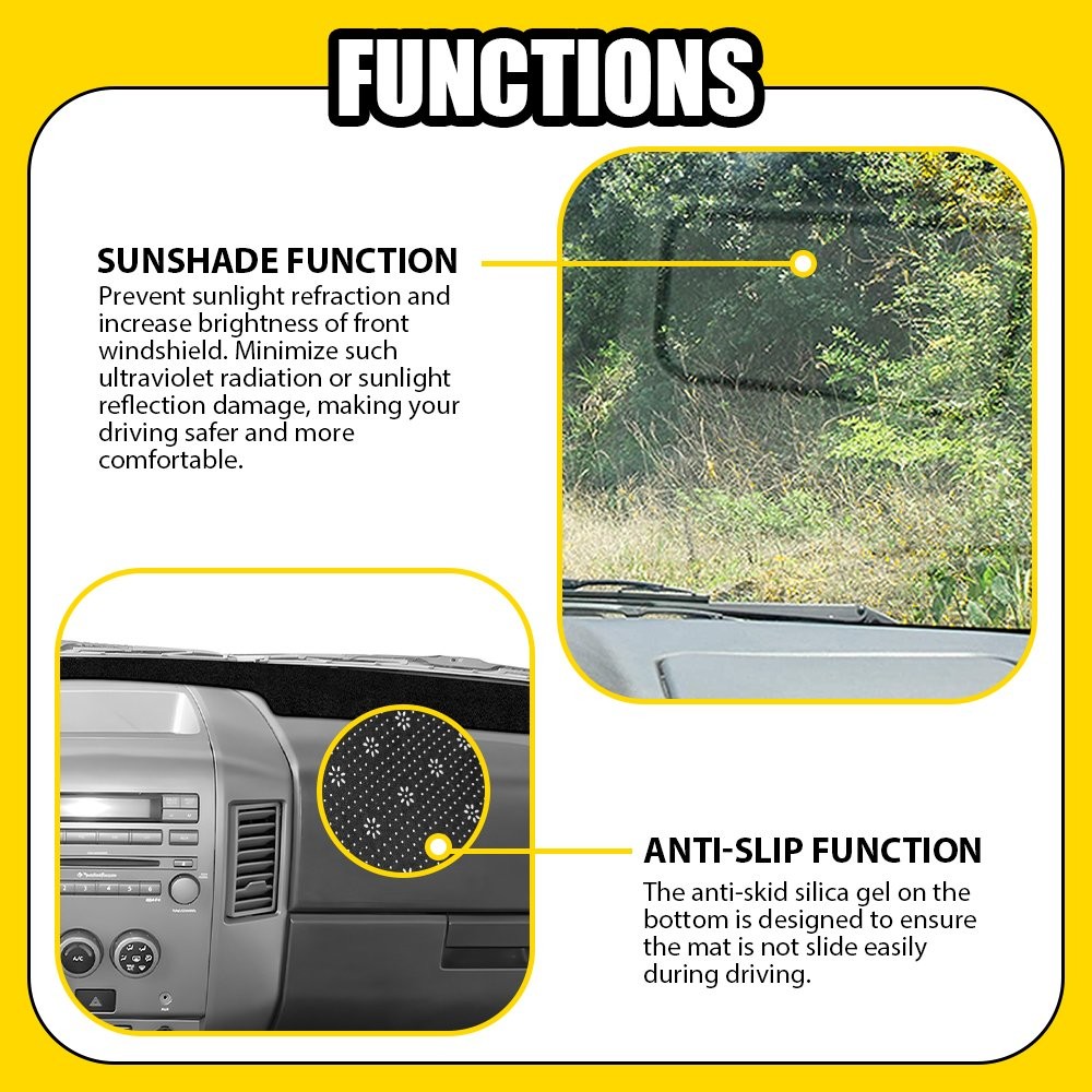 Fit 04-12 Nissan Titan Large Display Dashboard Mat Pad Dash Cover Black 1-5X