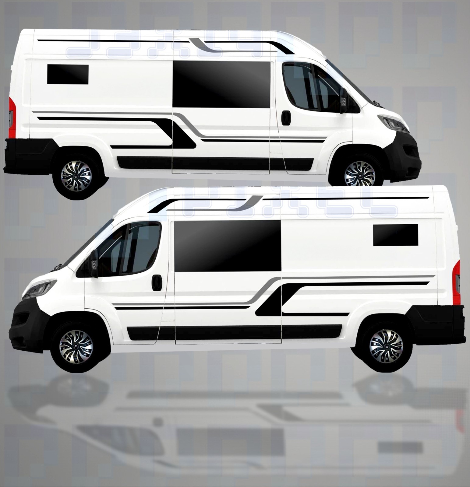 Bold Side Graphics Kit – Universal Vinyl Decals for LWB Van & Camper (4pc Set)