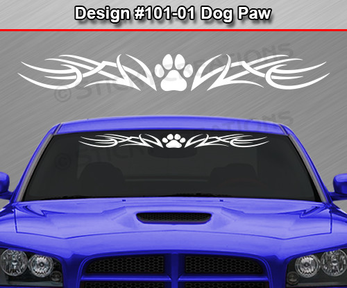 101-01 DOG PAW PRINT Windshield Decal Window Sticker Vinyl Graphic Dog Lover
