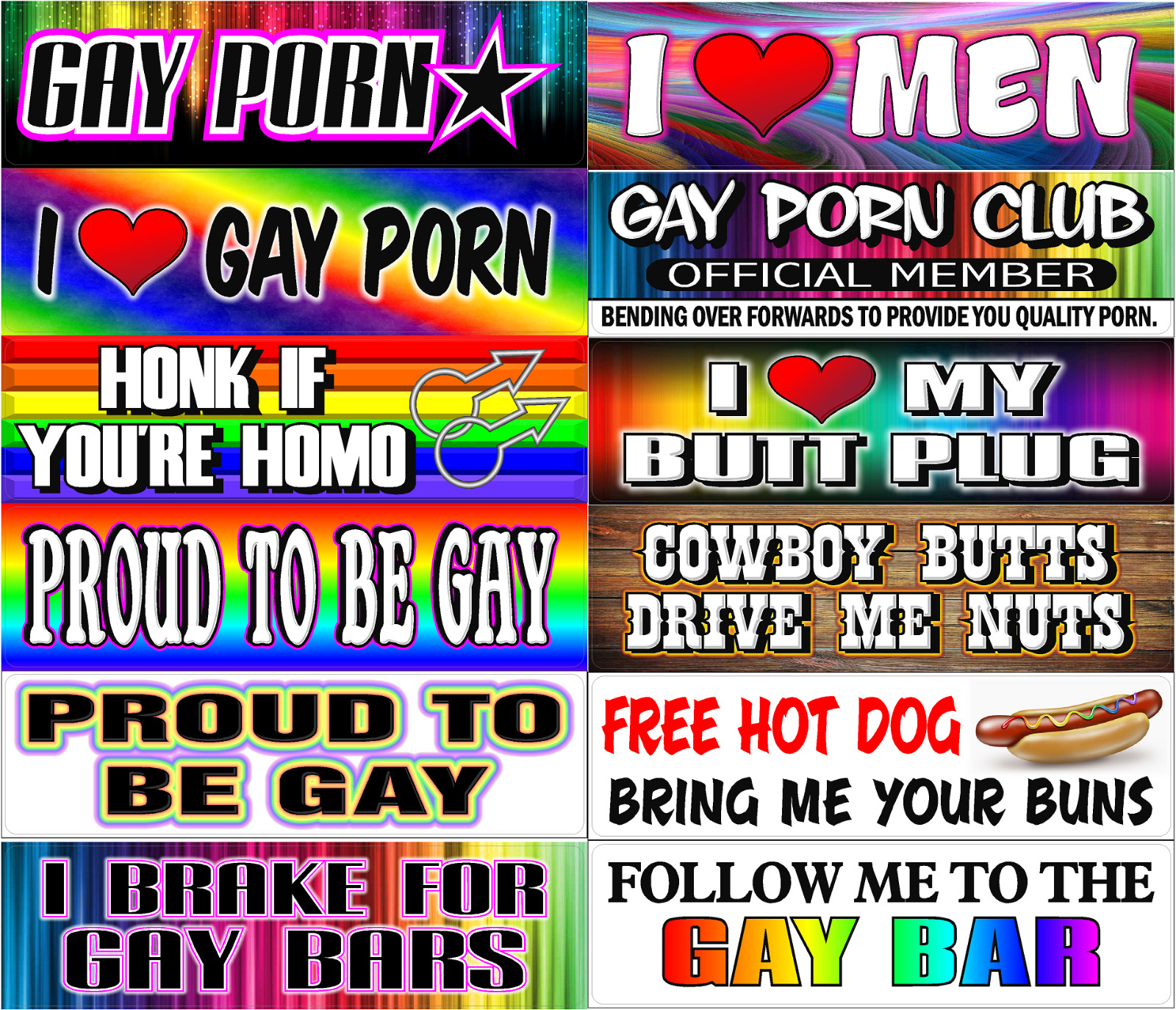 Funny Gay Porn Gag / Bumper Stickers / YOU CHOOSE ANY 3 – STICKER – DECAL