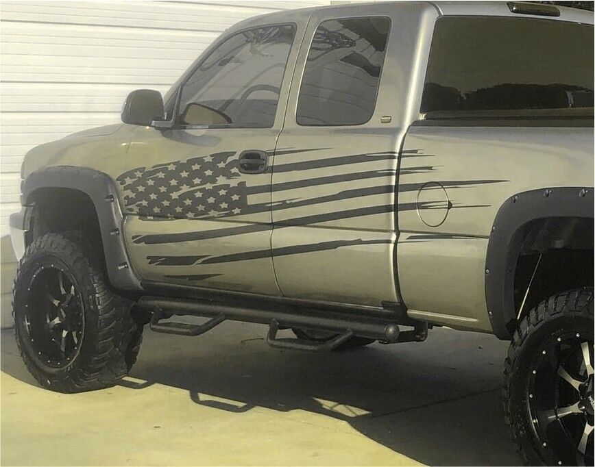 2X American Flag Vinyl Decal Truck Graphics Pair Left & Right Side LARGE size