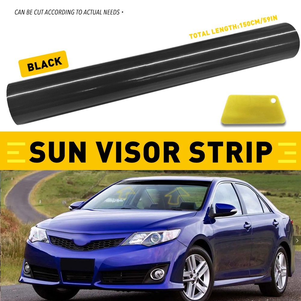 Sun Visor Strip Windshield Banner Long Vinyl Lasting Decal Gloss Blank Black USA
