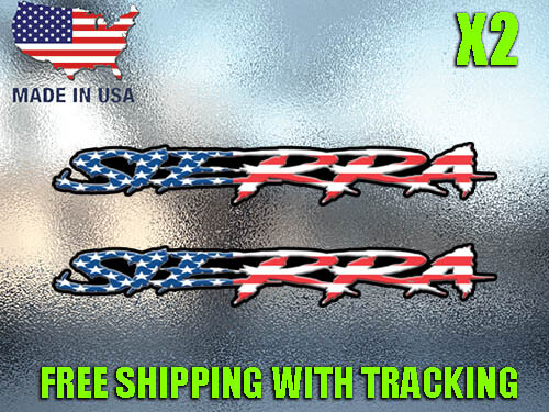 (2) Sierra Brush Printed Vinyl Decal Sticker Window Bumper Fits GMC Truck