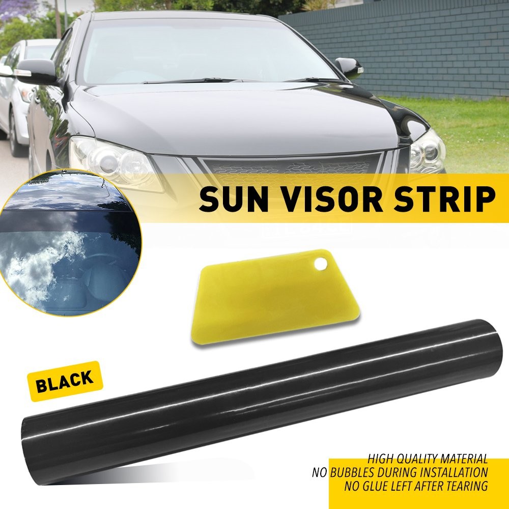 Sun Visor Strip Windshield Banner Long Vinyl Lasting Decal Gloss Blank Black USA