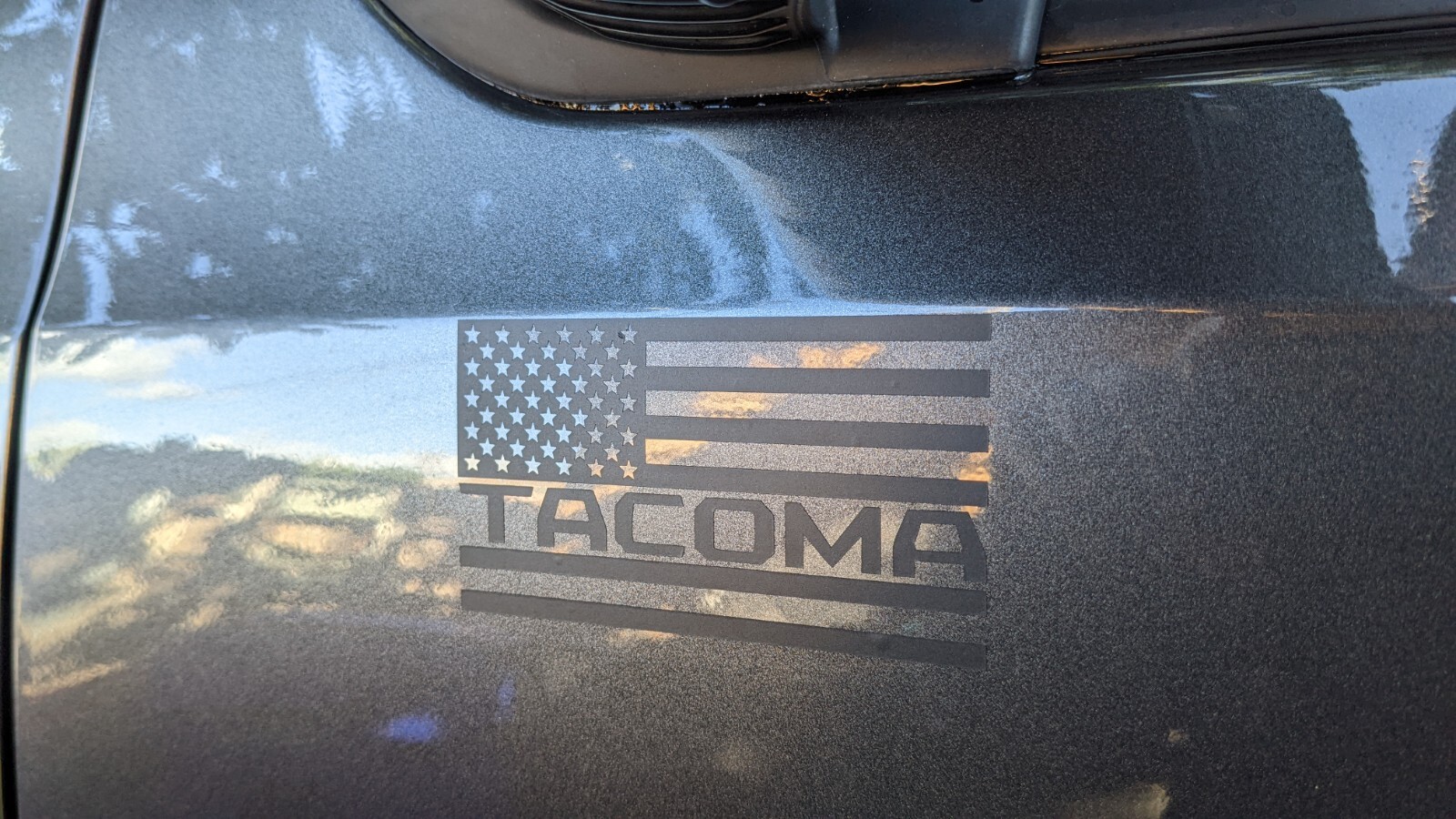 Tacoma American Flag Decal (4 inches x 2.25 inches)