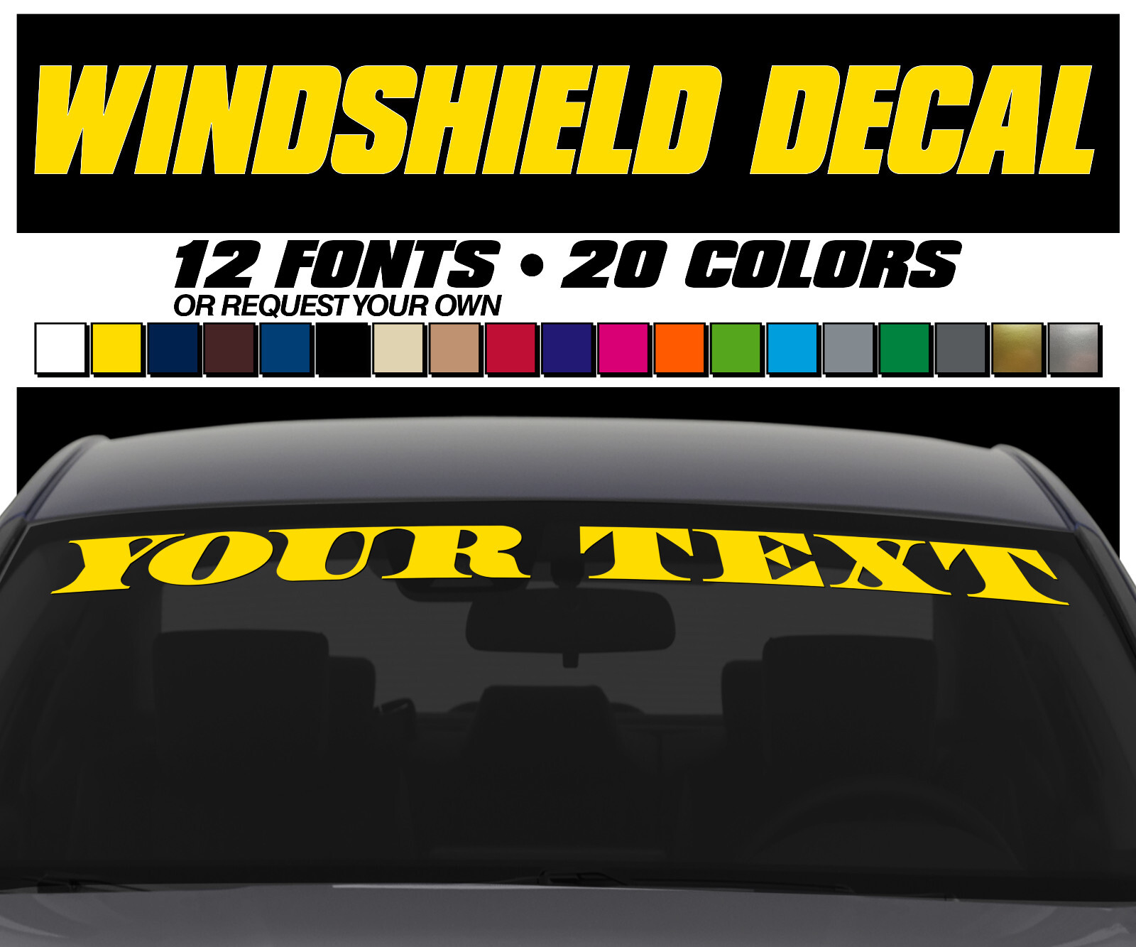 48″ Windshield Banner Decal Boat Name Trailer Car Truck Vinyl Sticker
