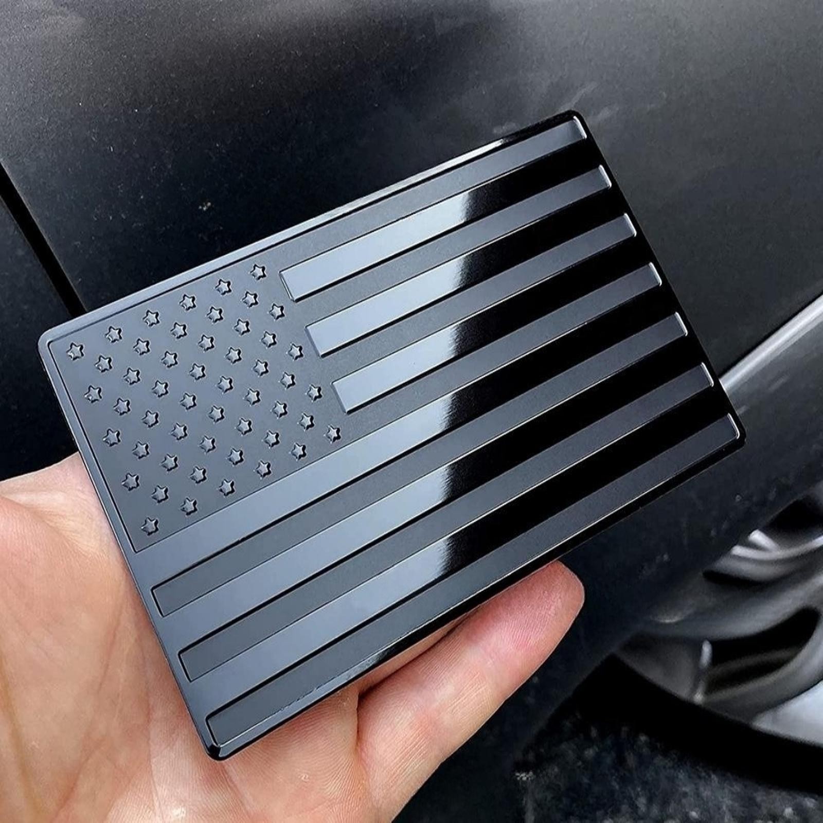 2x Car 3D Metal American USA Flag Emblem Decal Side Maker Black US Flag Stickers