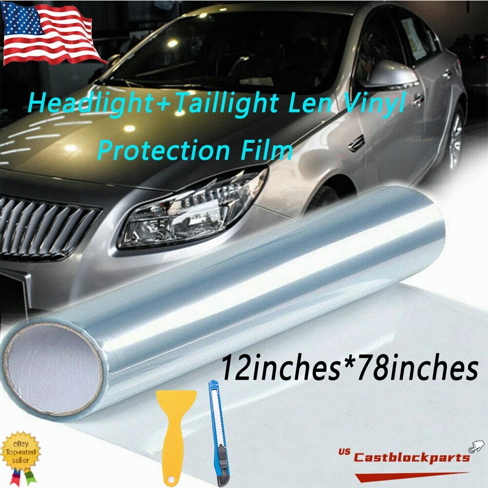 Fit For Headlight Taillamp Transparent Lens Vinyl Protection Film 12”x78”