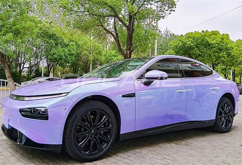 Purple Violet to Laser Green, Glossy Vinyl Car Wrap 5’x59’ Roll Chameleon Candy