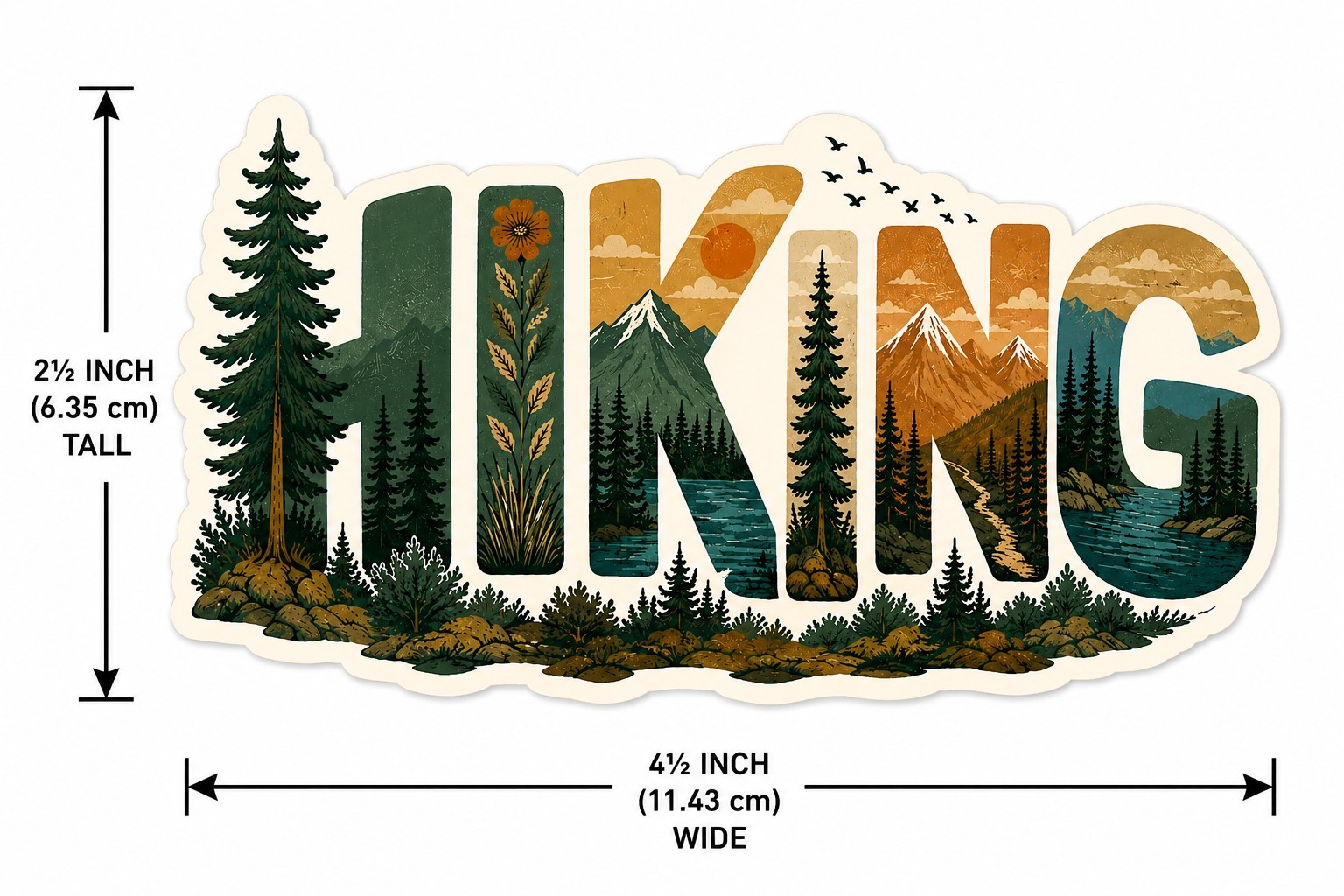4½” Hiking Nature Landscape Car Sticker Mountain Forest Adventure Outdoors Vinyl