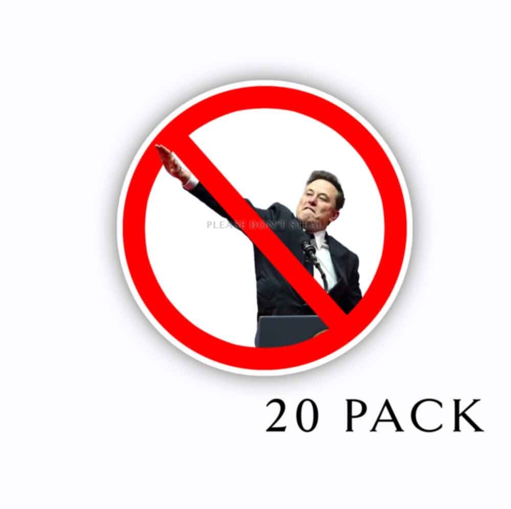 NO ELON MUSK Anti Salute Anti Trump Round Vinyl Bumper Stickers 2.5″ wide 20pack