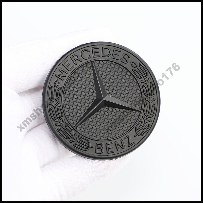 Front Hood Overlay Emblem Matte Black Flat Laurel Wreath Badge For