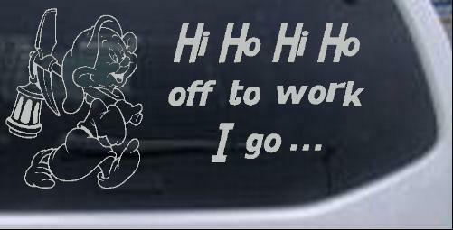 Dopey Dwarf Hi Ho Car or Truck Window Laptop Decal Sticker Light Gray 10X5.0