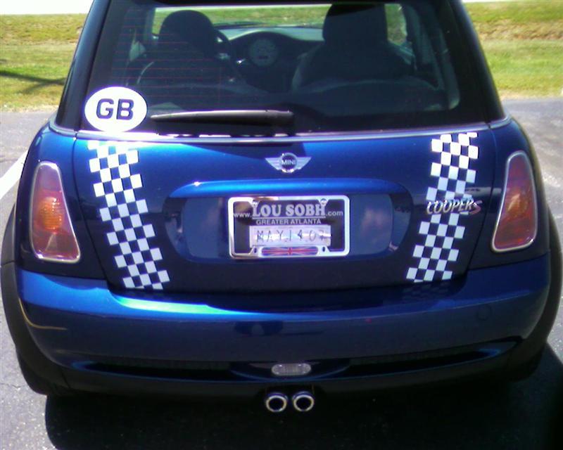 Fits 2002 2004 Mini Cooper Boot Checkered Stripes Rear Vinyl Decals Graphics