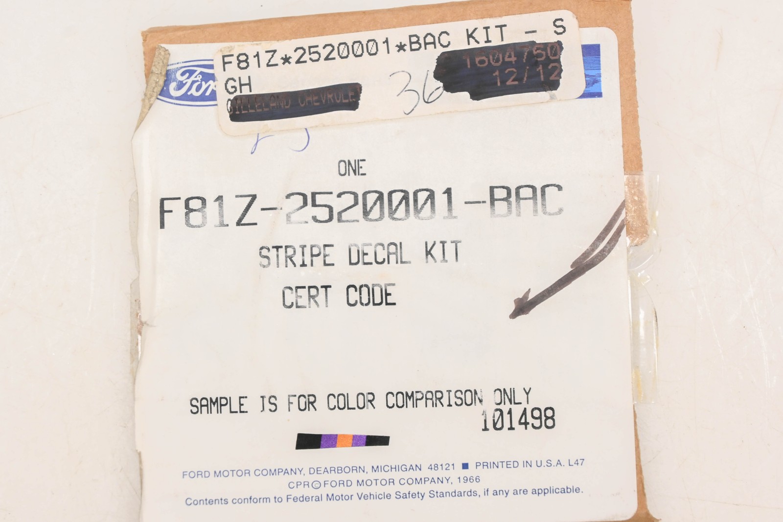 New OEM Ford F81Z-2520001-BAC Left Side Stripe Decal Kit NOS