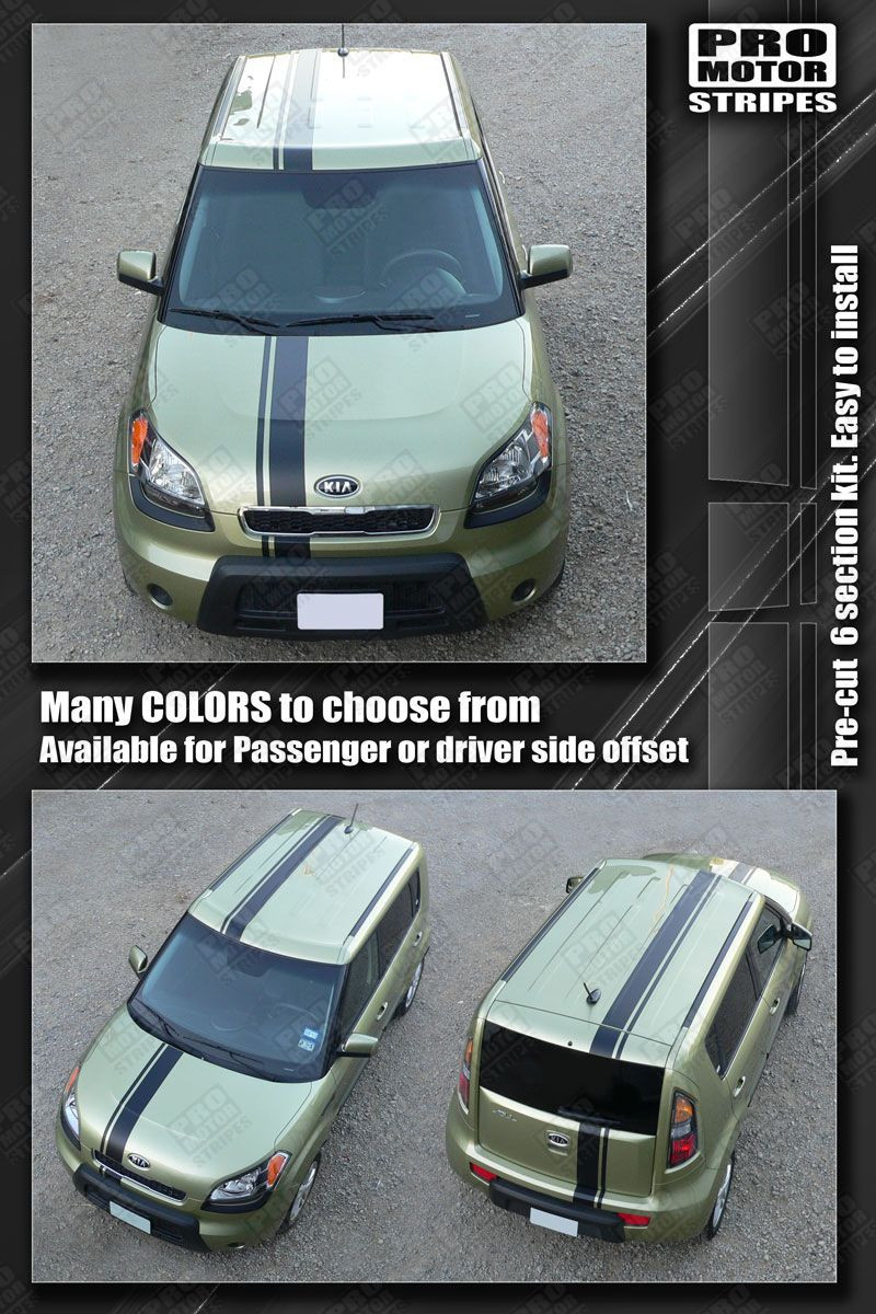 For KIA SOUL Over Top Offset Stripes Decals 2012 2013 2014 2015 2016 2017 2018