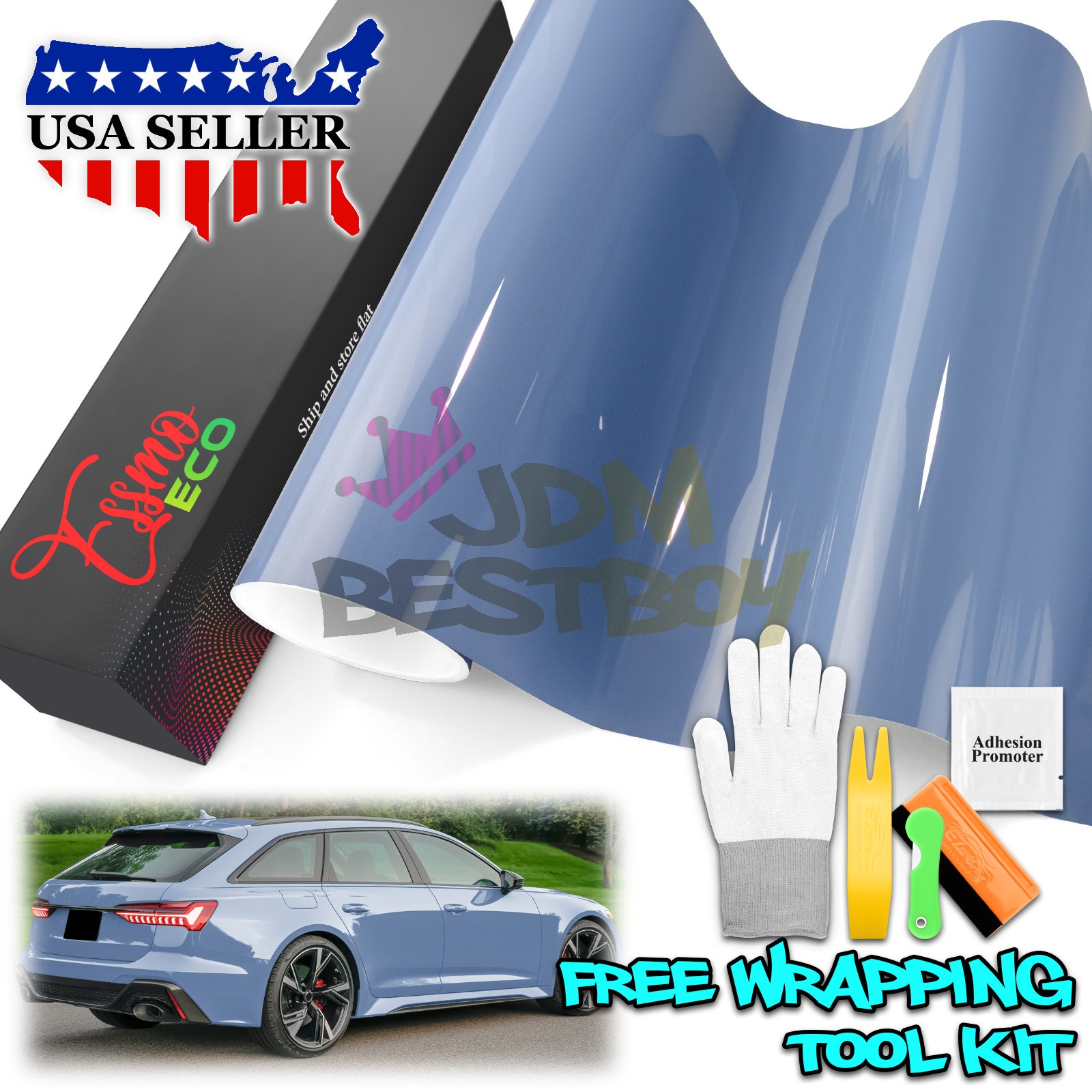 5FTx9FT PPF Porcelain Blue Gloss Color Vinyl Paint Protection Film Scratch Wrap