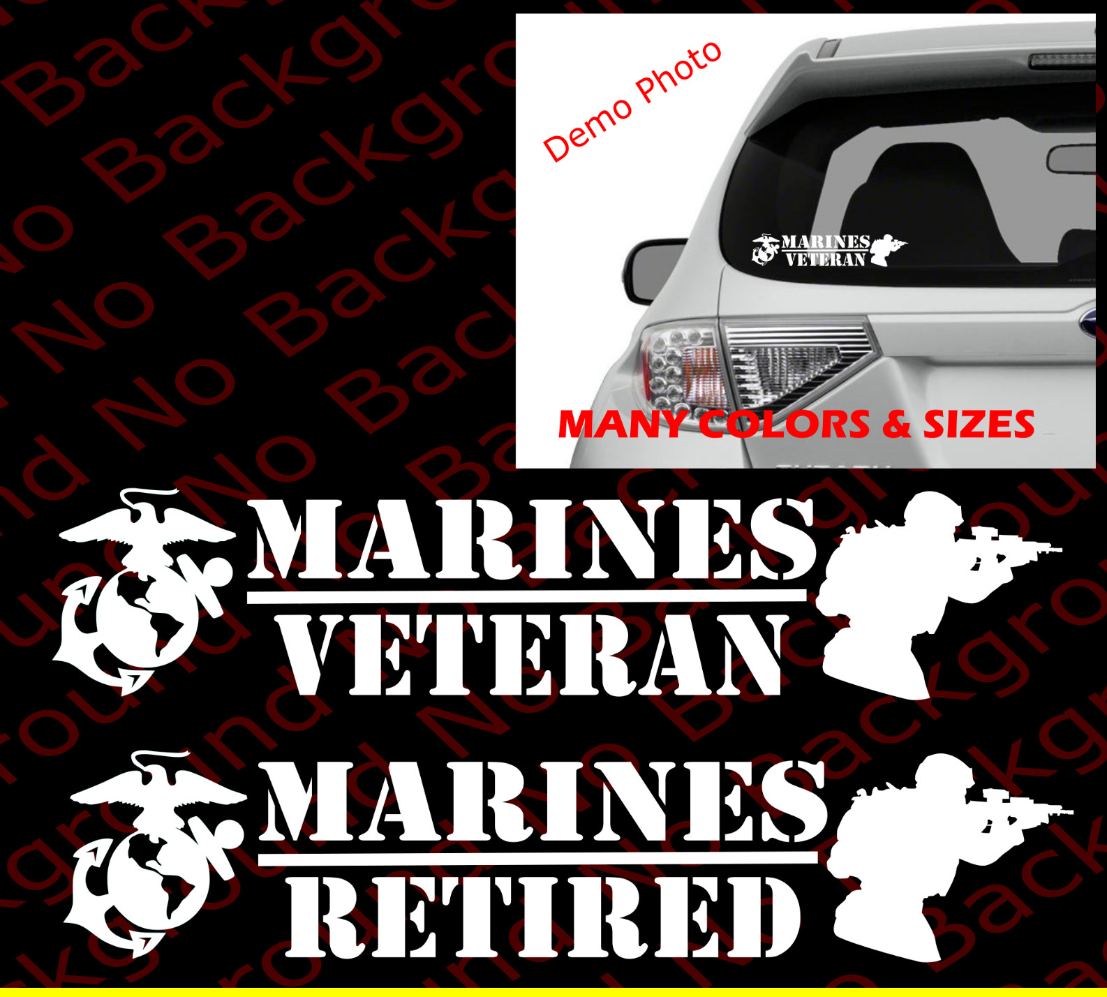 USMC MARINES Retired Veteran Vinyl Car Die Cut Decal Decals Sticker Window AY031