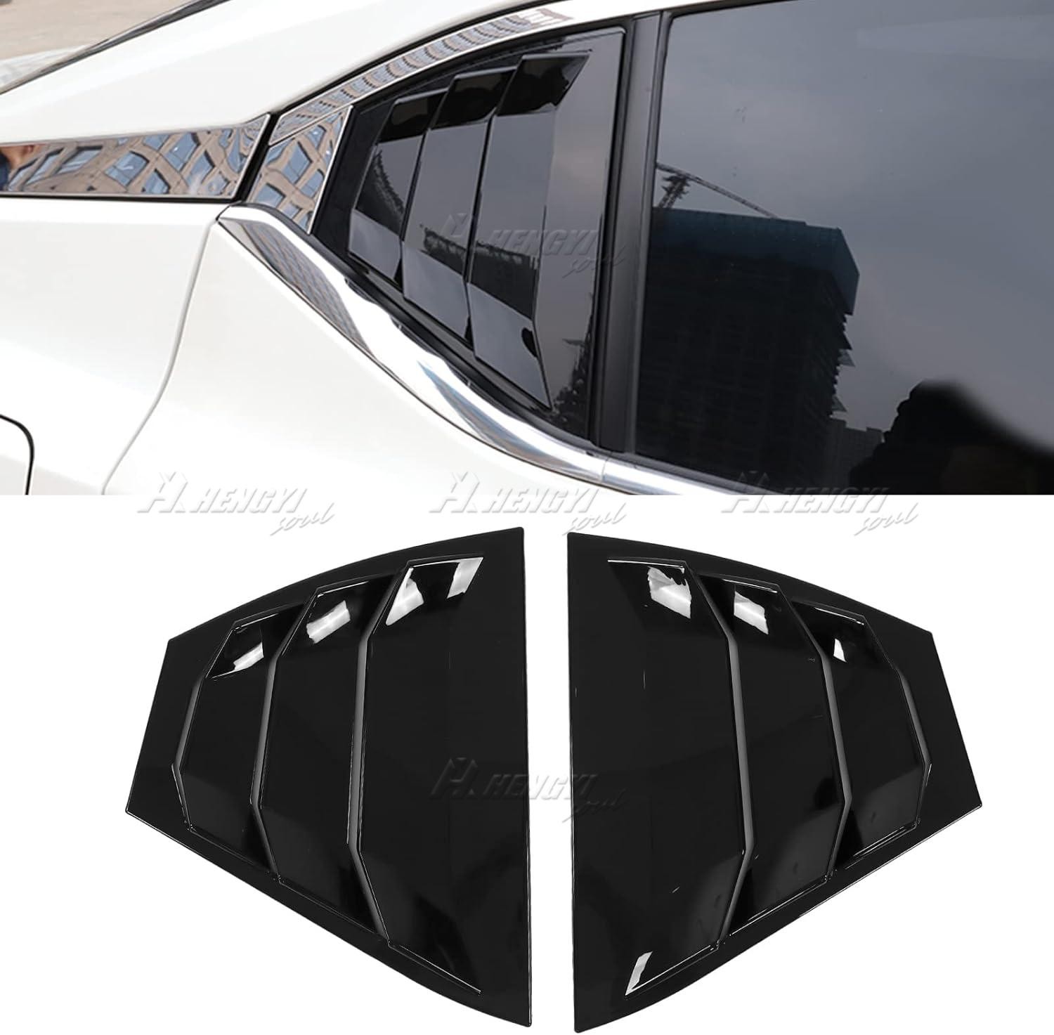 For Nissan Sentra 2024+ Gloss Black Rear Window Louver Vent Shutter Cover Trim