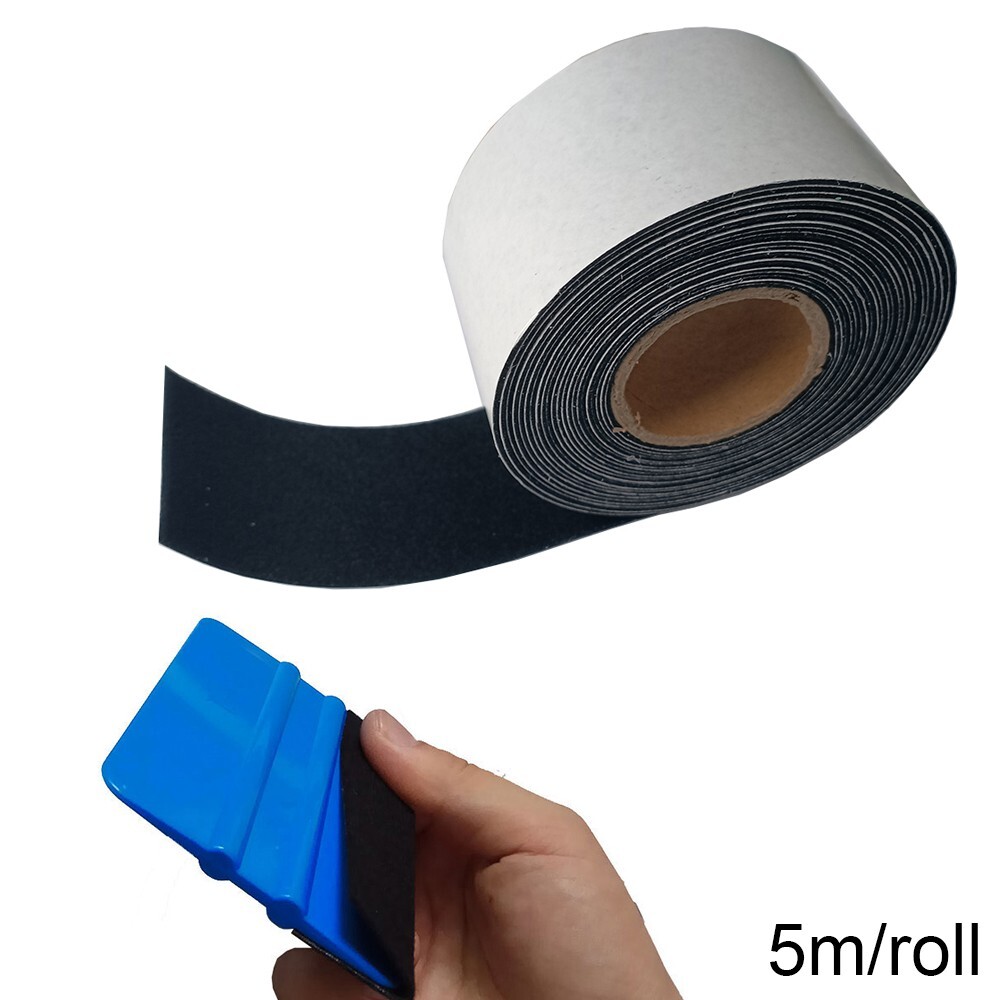 5m/roll 5cm Felt Edge Black Cloth Squeegee Spare Felt for Car Wrapping Scraper