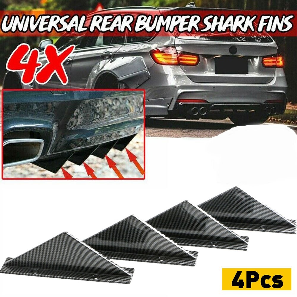 4pcs Car Fiber Carbon Auto Rear Lower Diffuser Splitter Bumper Fins Lip Wing D