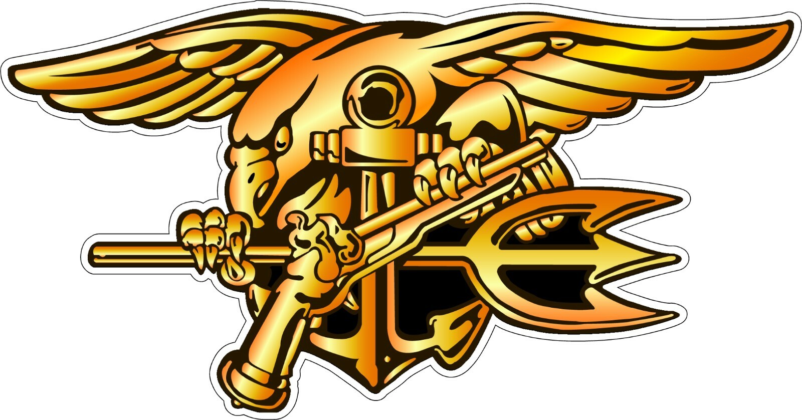 NAVY SEAL GOLDEN TRIDENT Window Sticker 4″ H x 7.5″ W  LAMINATED 