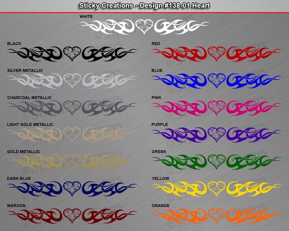 138-01 HEART Windshield Decal Window Sticker Vinyl Graphic Tribal Scroll Heart