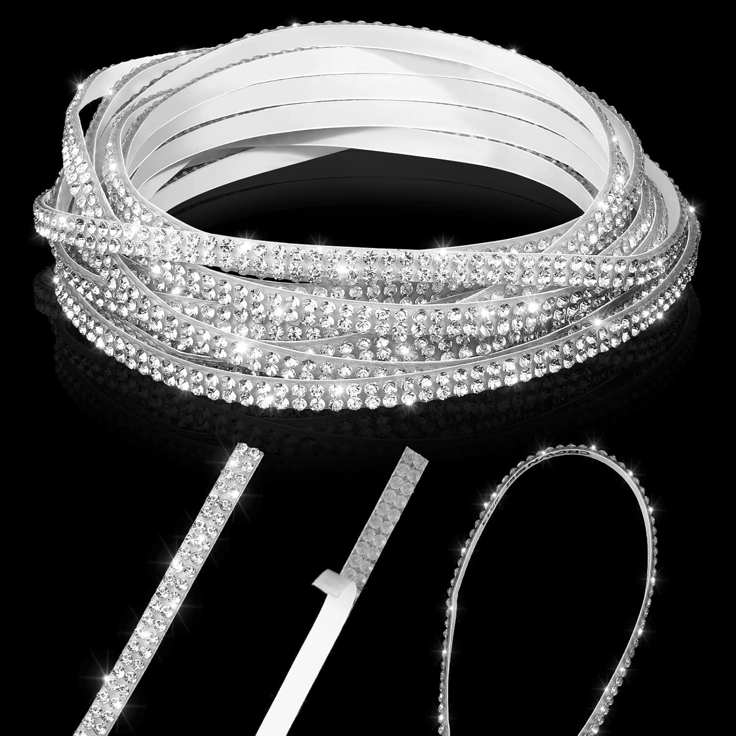 32.8Ft Bling Car Trim Self Adhesive Glitter Crystal Rhinestone Car Interior