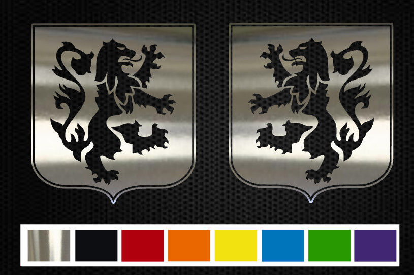 (2) LION CREST Vinyl Decal Set – CUSTOM SIZE & COLOR for CARS, TRUCKS