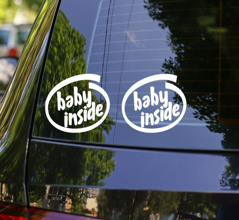 2x Baby Inside Child on Board Sticker Vinyl Decal for Car Truck Kid Newborn