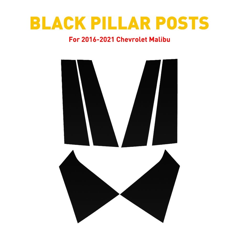 6/1 For Chevrolet Malibu 2016-2021 Car Door Trim Pillar Posts Black Decal Cove A