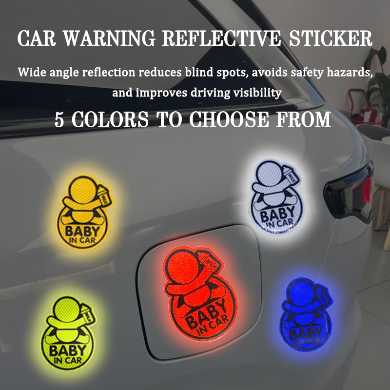 1 pcs Baby Stroller Stickers – Reflective Waterproof Safety Car Sign, 3.5×5 in
