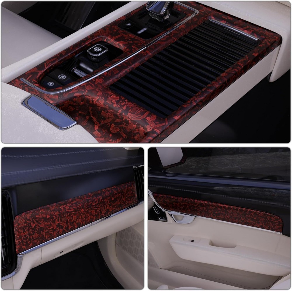 1ft x 5ft Matte Red Forged Carbon Fiber Vinyl Wrap Roll DIY Air Release Sticker
