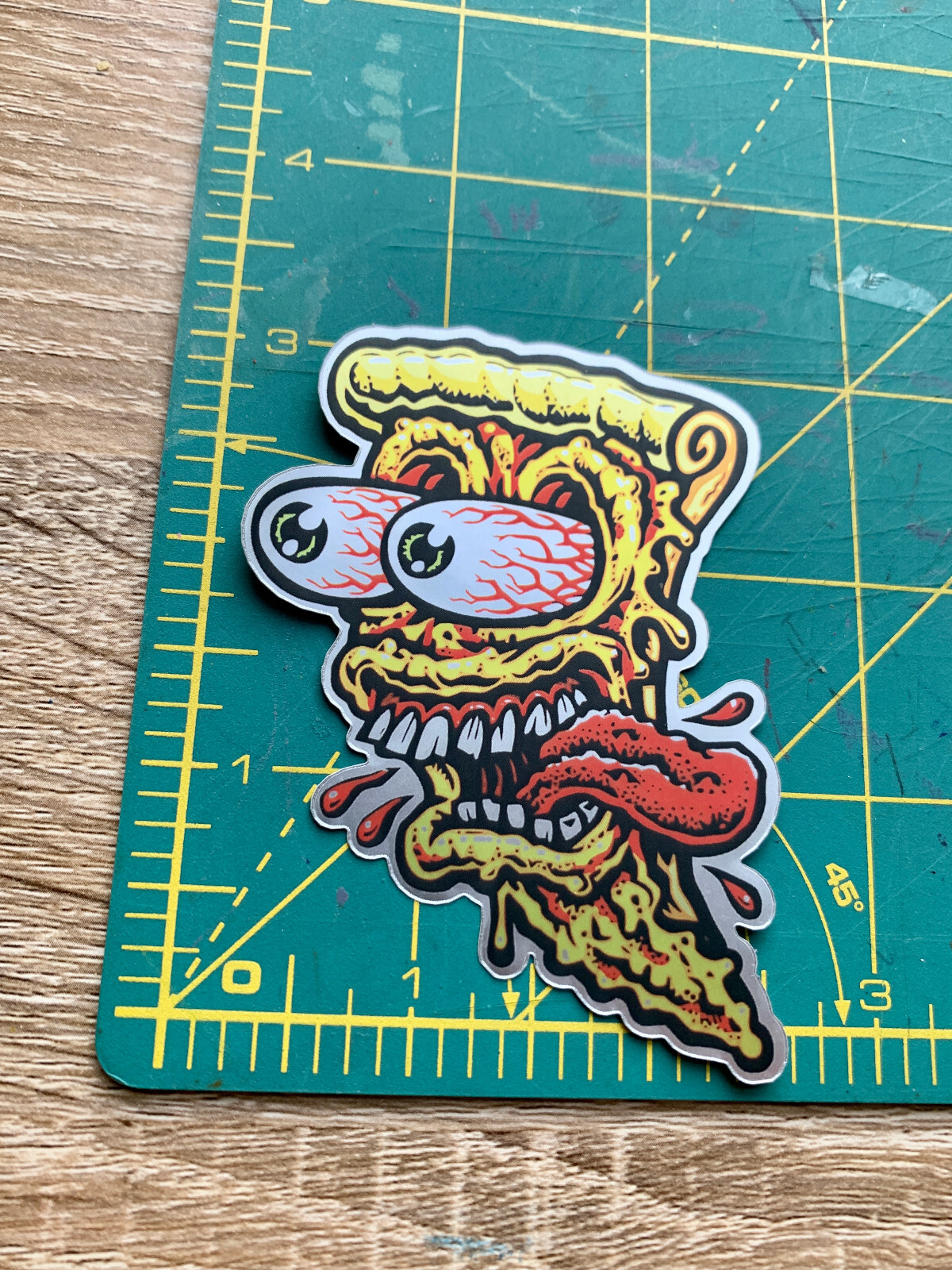 Rat Fink Hot Rod Pizza 3 inch Holographic Premium decal Sticker Car Window