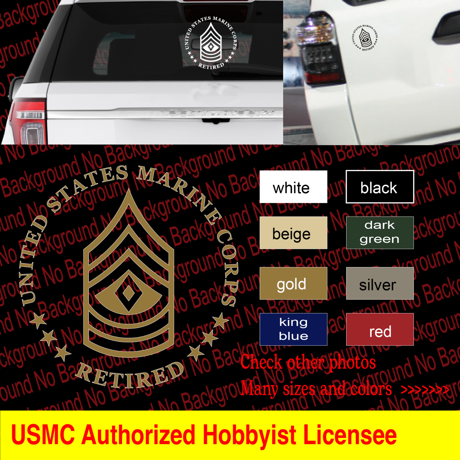 USMC First SERGEANT 1st SGT E8 RETIRED Vinyl Decal Die Cut Sticker RANK AY91R