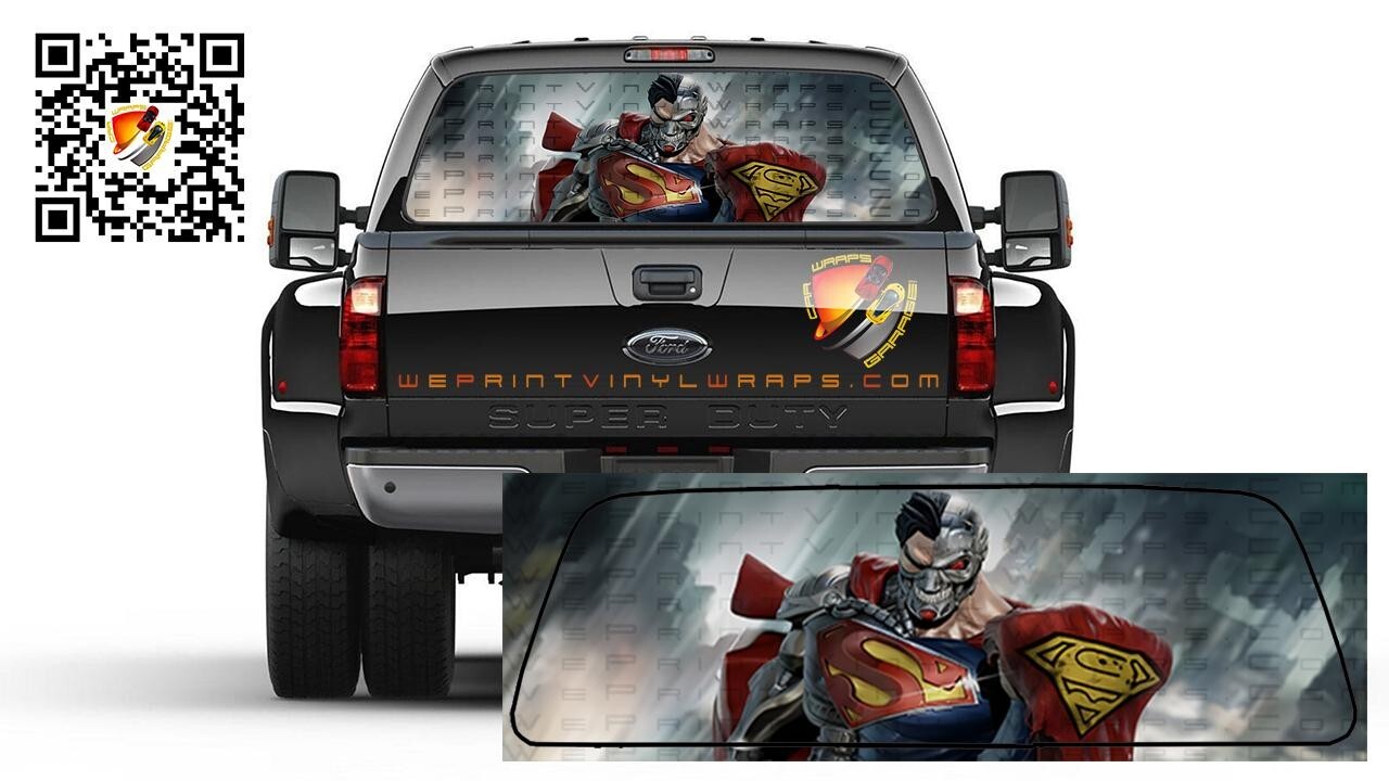 Superman Rear Window Tint Perforated Graphic Vinyl Decal Cars Trucks Campers
