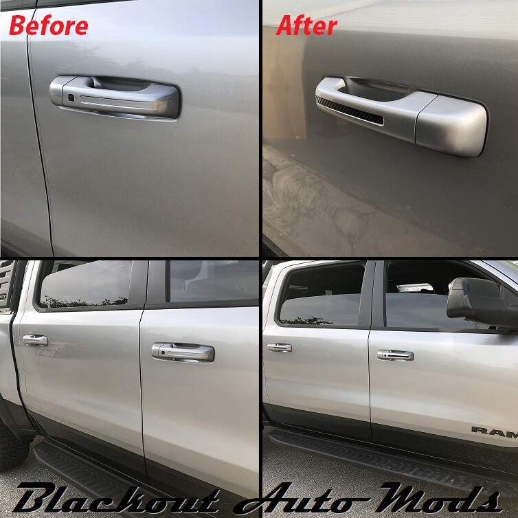 Carbon Fiber Door Handle Insert Accent Decals Fits 2019-24 RAM Trucks – Set of 4