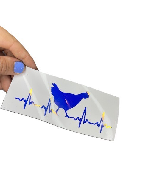 Chicken Decal water UV resistant reflective heart window 4×4 blue country
