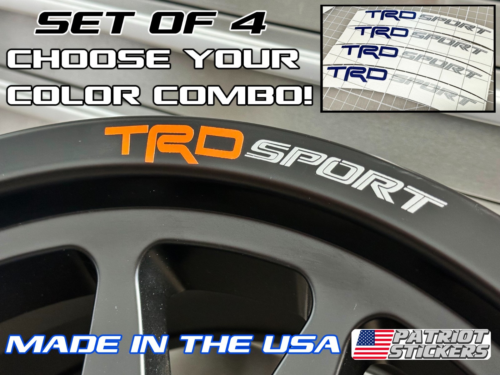 4 TRD SPORT Wheel Stickers Decals, Fits Toyota Tacoma, Tundra, 4Runner, FJ