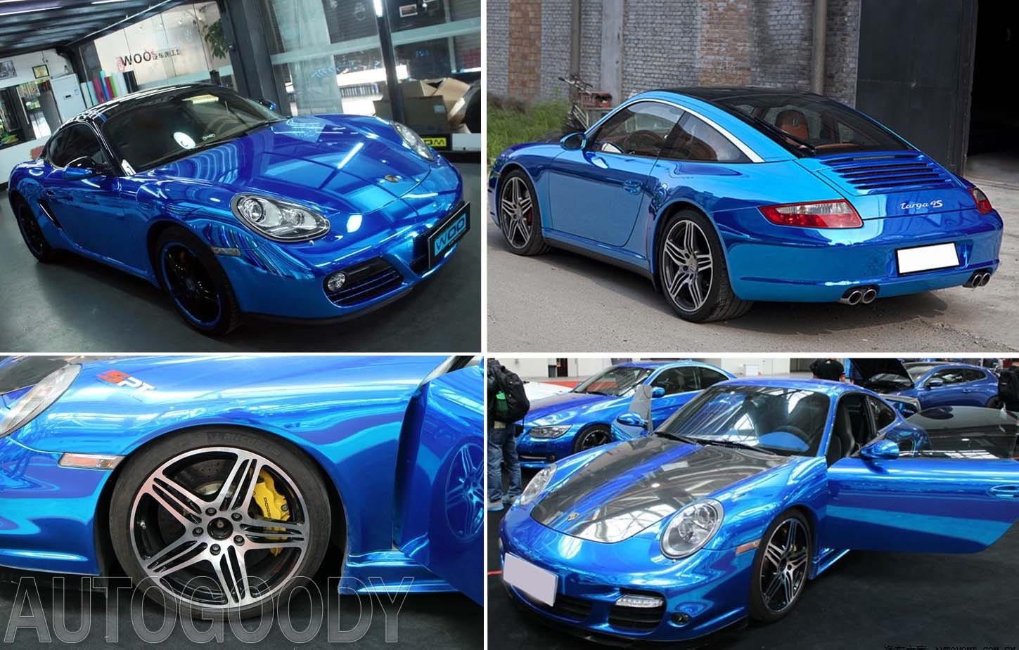 12″ x 60″ Blue Chrome Mirror Vinyl Film Wrap Sticker Decal Stretchable 1ft x 5ft