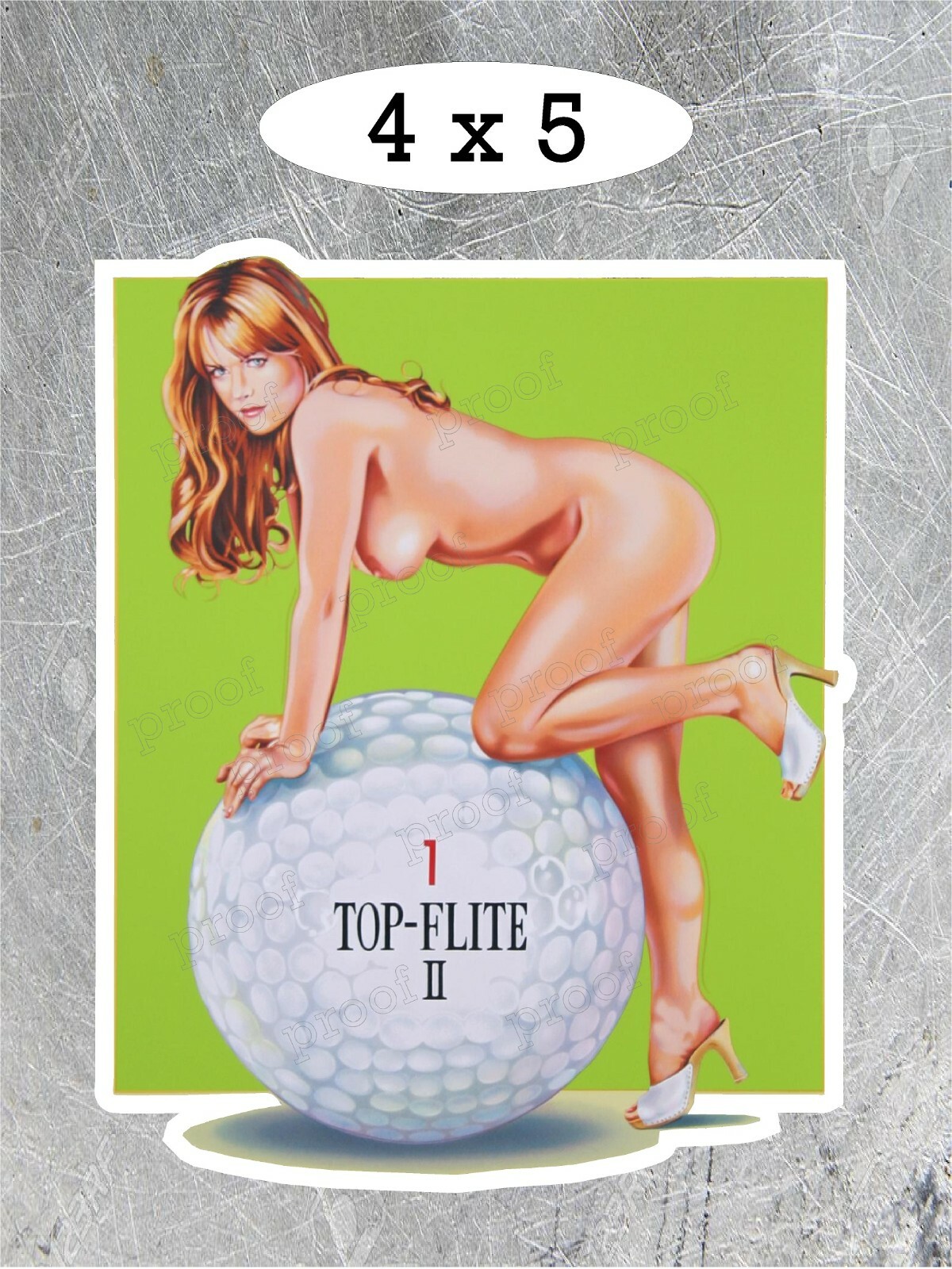 TOP FLITE 2 GOLF PIN UP GIRL 5″H x 4″ W  LAMINATED 