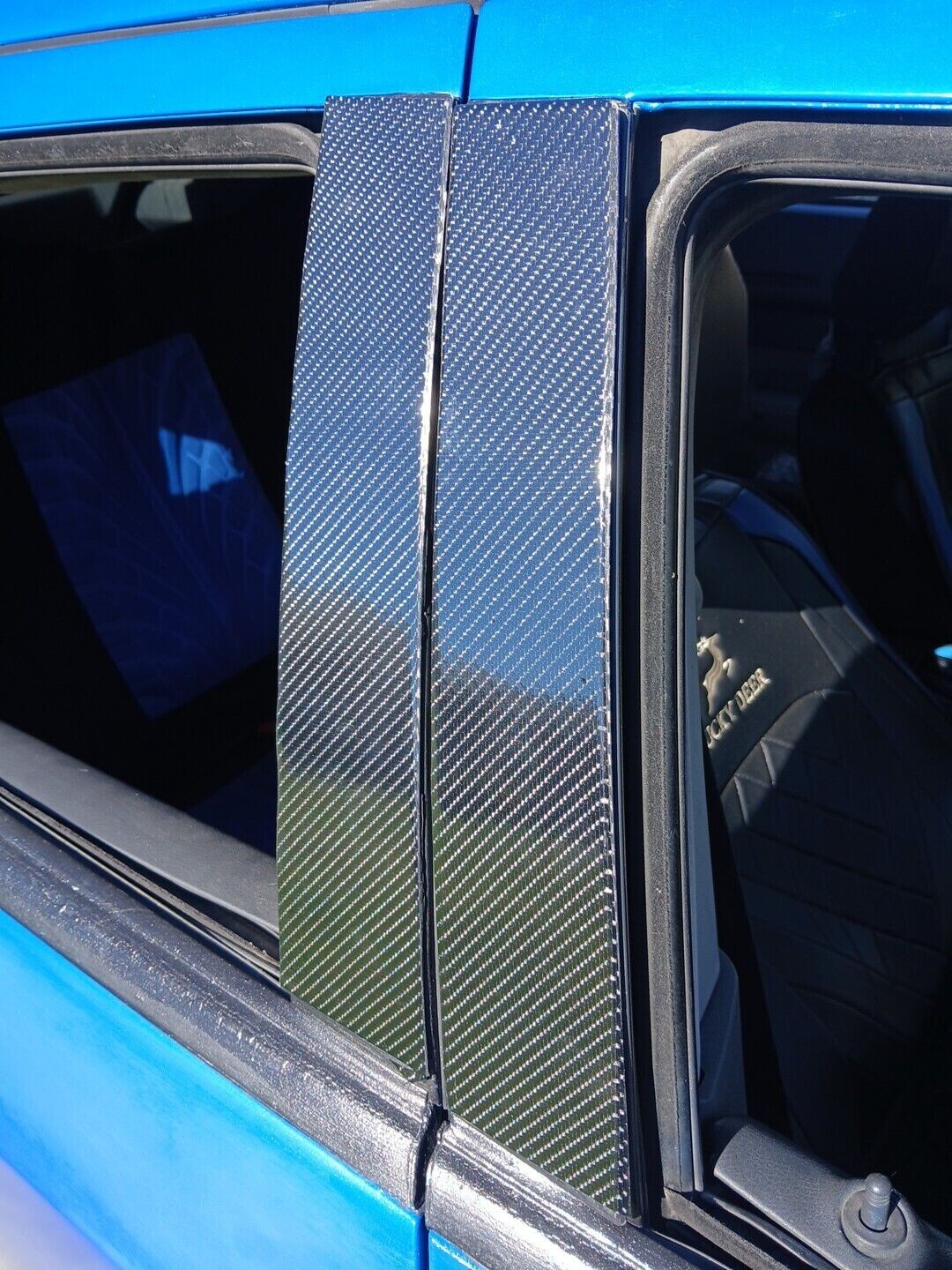 5D Carbon Fiber Texture Vinyl Car Exterior Pillar Post Door Window Sticker Trim
