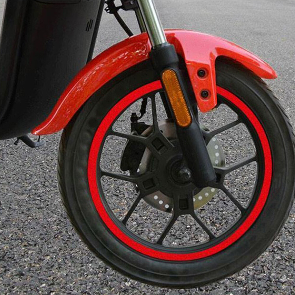 Red Reflective Car Wheel Rim Stripe Vinyl Decal Stickers Set Accessories For 18″