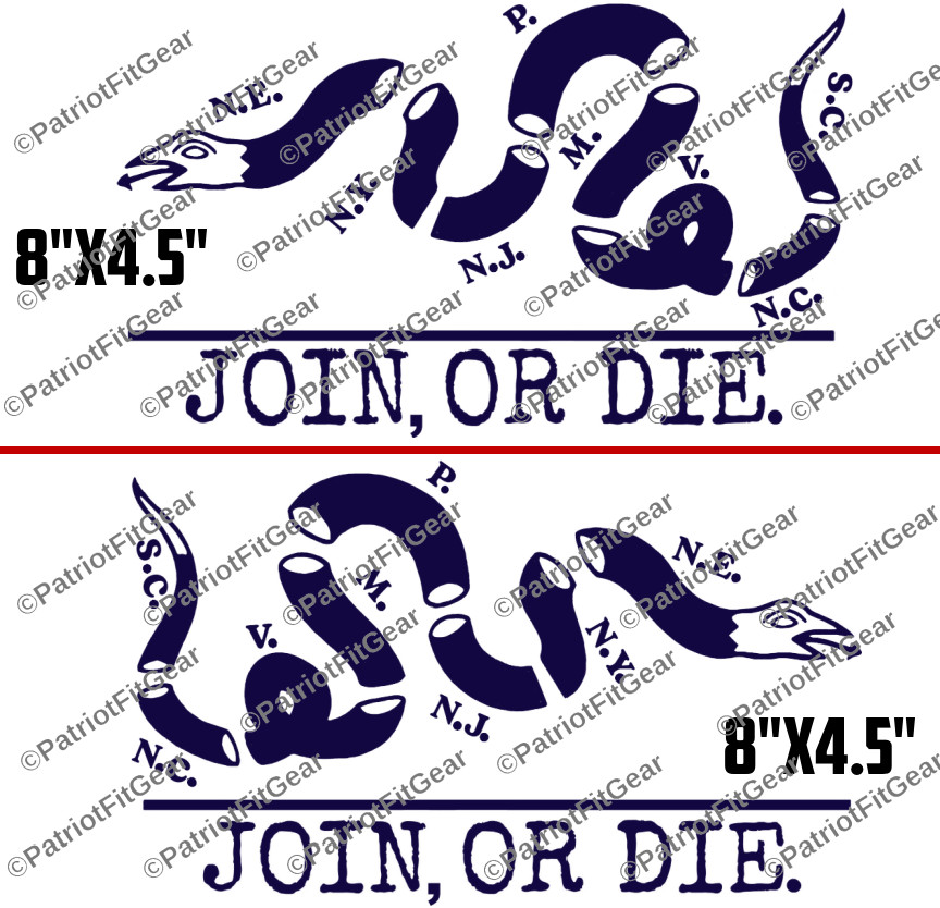 Join Or Die,We The People,Liberty Or Death,8″x4.5″x2,Snake,Custom Vinyl Decal