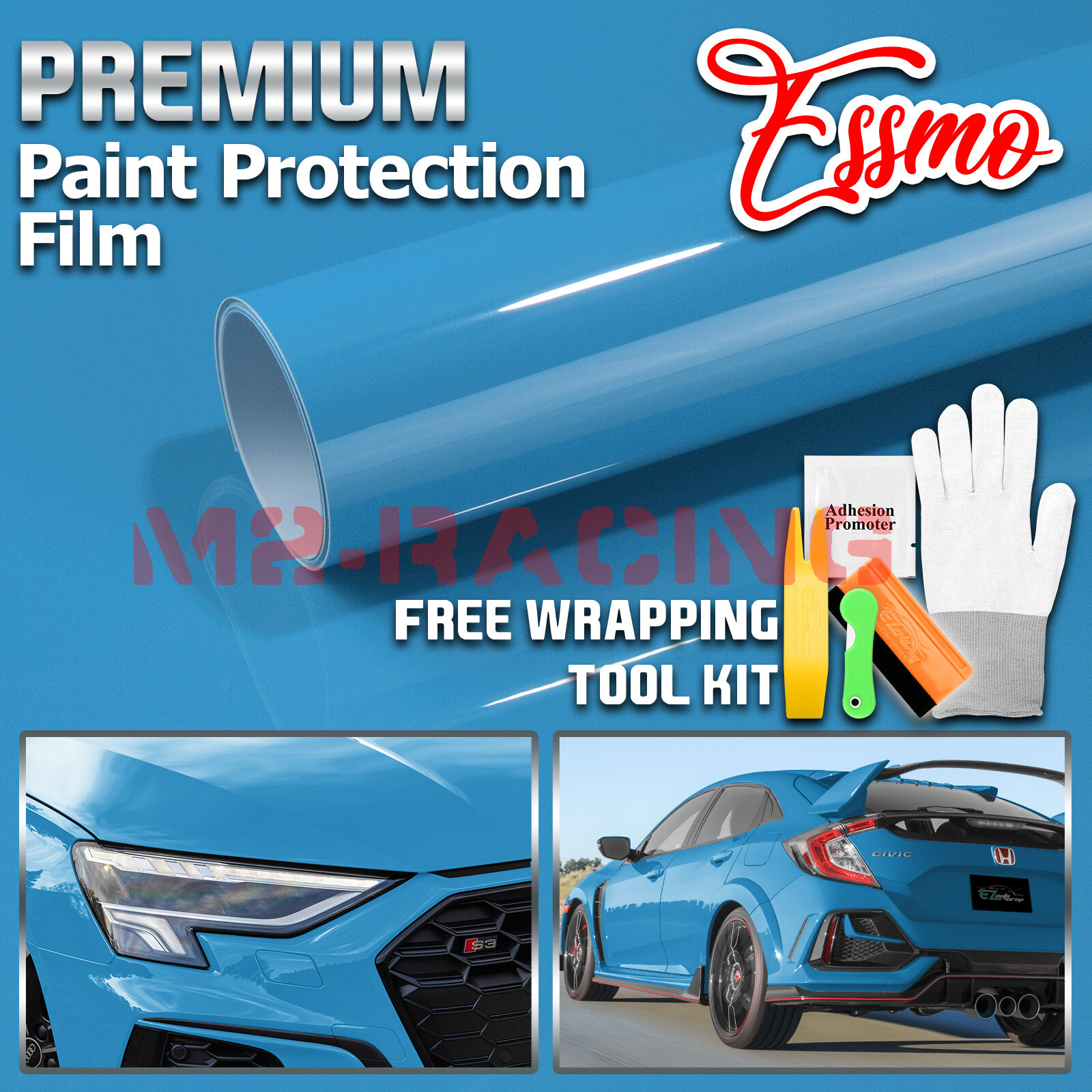 Color PPF Paint Protection Film Gloss Miami Blue Car Paint Scratch Shield Wrap