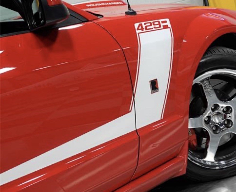 OEM ROUSH 429R SIDE DOOR GRAPHIC DECALS NEW 2PC SET FITS MUSTANG ORACLE